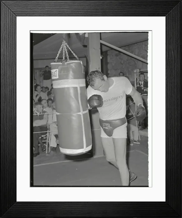 Framed Print : Ingemar Johansson Hitting Punching Bag Framed Print : Ingemar Johansson Hitting Punching Bag