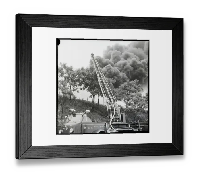 Framed Print : Fireman Fighting Chemical Fire Framed Print : Fireman Fighting Chemical Fire