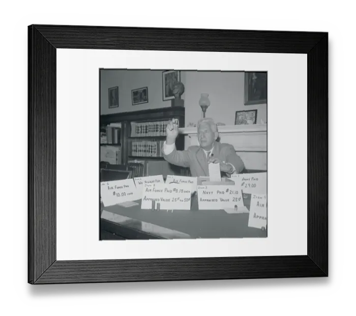 Framed Print : Man Explaining Military Waste Framed Print : Man Explaining Military Waste