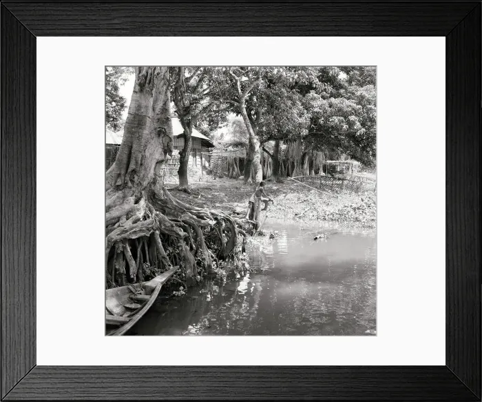 Framed Print : Boy Along Muddy Banks of His Village Framed Print : Boy Along Muddy Banks of His Village