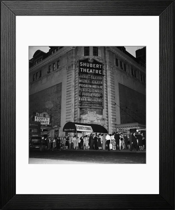 Framed Print : Strike Banners Hanging on Theater Marquees Framed Print : Strike Banners Hanging on Theater Marquees
