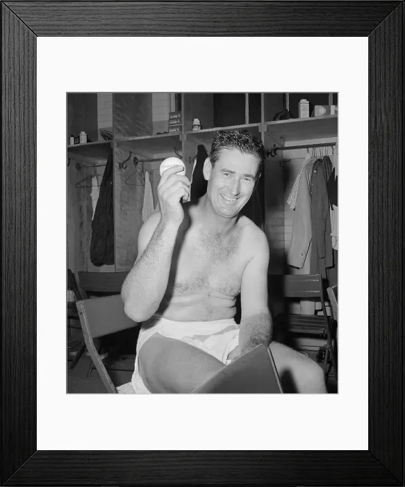 Framed Print : Ted Williams Holding Baseball in Hand Framed Print : Ted Williams Holding Baseball in Hand