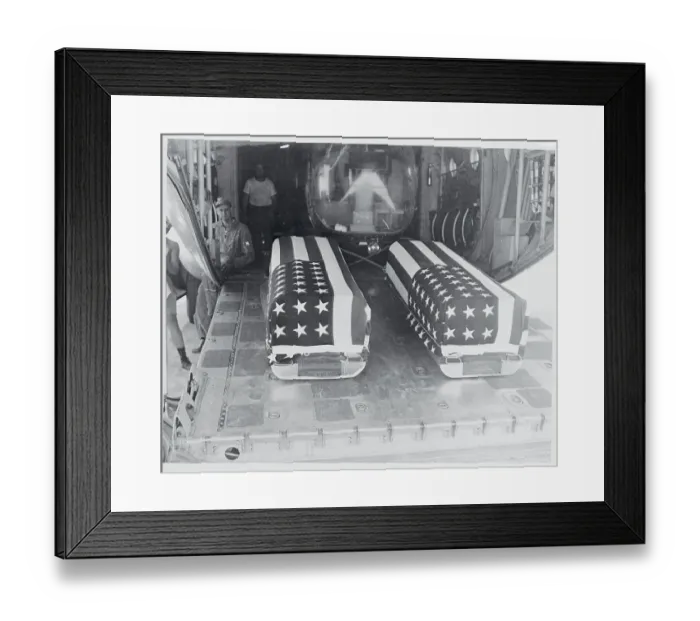 Framed Print : Coffins Being Airlifted From Desert Framed Print : Coffins Being Airlifted From Desert