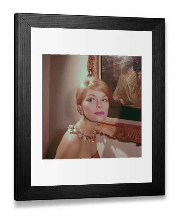 Framed Print : Model Wearing Lotus Necklace and Earrings Framed Print : Model Wearing Lotus Necklace and Earrings