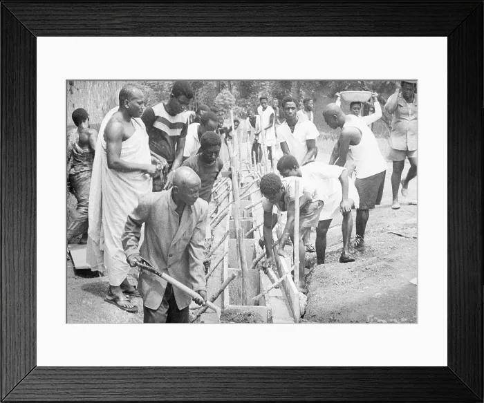 Framed Print : Ashanti Chief Assisting Villagers in Ditch Construction Framed Print : Ashanti Chief Assisting Villagers in Ditch Construction