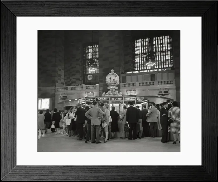 Framed Print : Travelers standing Near Grand Central Information Booth Framed Print : Travelers standing Near Grand Central Information Booth