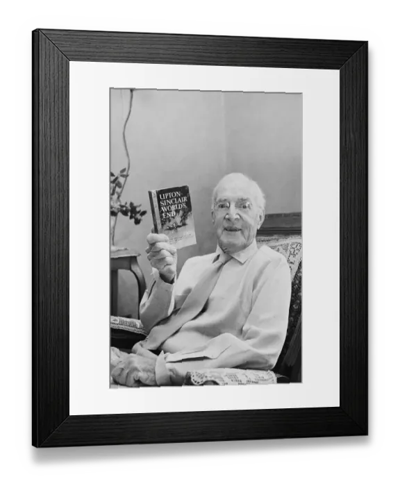 Framed Print : Upton Sinclair with His Novel World's End Framed Print : Upton Sinclair with His Novel World's End