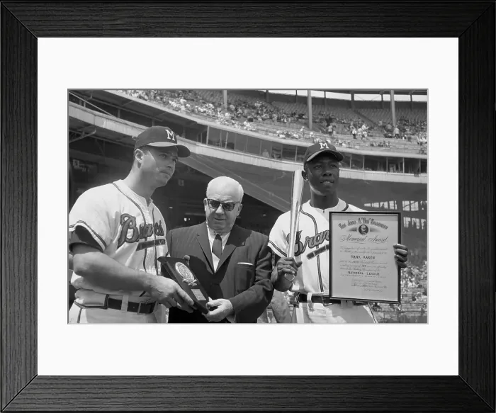 Framed Print : Hank Aaron and Ed Mathews Receiving Awards Framed Print : Hank Aaron and Ed Mathews Receiving Awards