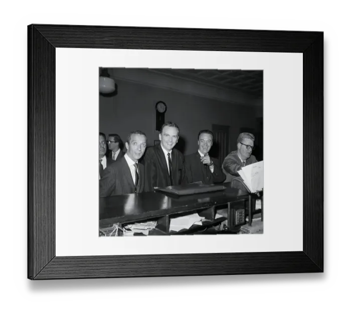 Framed Print : Radio Personalities Joking at Police Station Framed Print : Radio Personalities Joking at Police Station