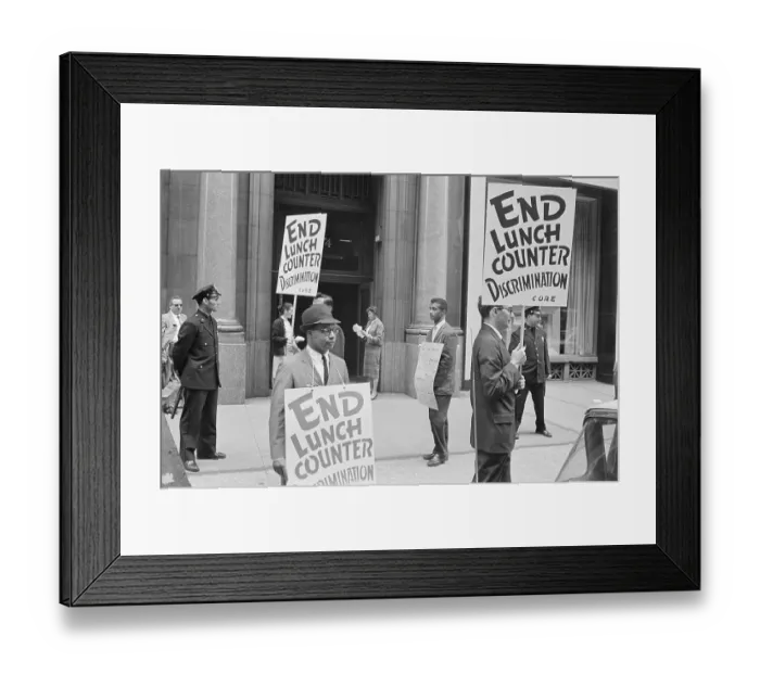 Framed Print : Demonstrators Picketing Kress Company for Lunch Counter Discrimination Framed Print : Demonstrators Picketing Kress Company for Lunch Counter Discrimination