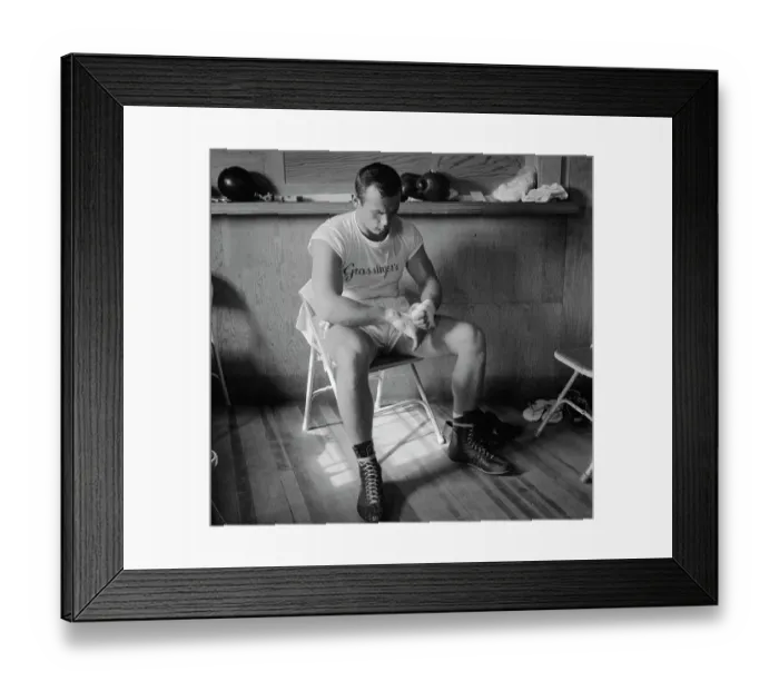 Framed Print : Ingemar Johansson Wrapping Hands Framed Print : Ingemar Johansson Wrapping Hands