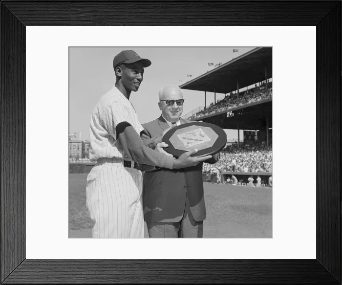 Framed Print : Ernie Banks Receiving 1959 MVP Award Framed Print : Ernie Banks Receiving 1959 MVP Award
