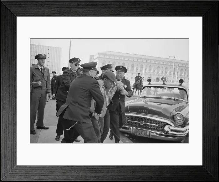 Framed Print : Officers Detaining Unidentified Man Framed Print : Officers Detaining Unidentified Man