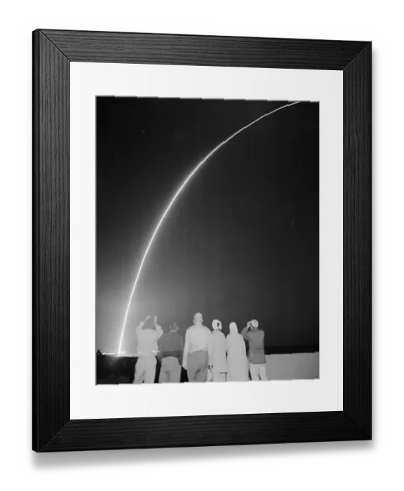 Framed Print : Sightseers Gazing at Missile Launch
