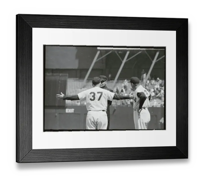 Framed Print : Casey Stengel Talking to Umpire Johnny Stevens