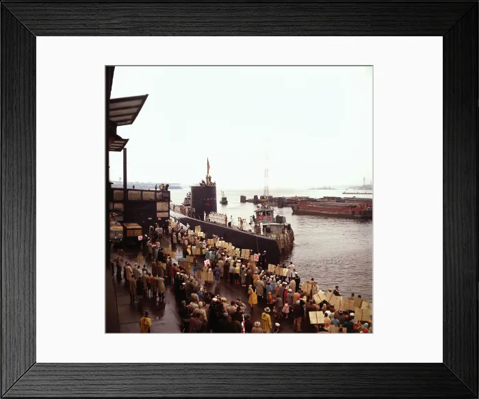 Framed Print : Crowd Welcoming Home Submarine Crew Framed Print : Crowd Welcoming Home Submarine Crew