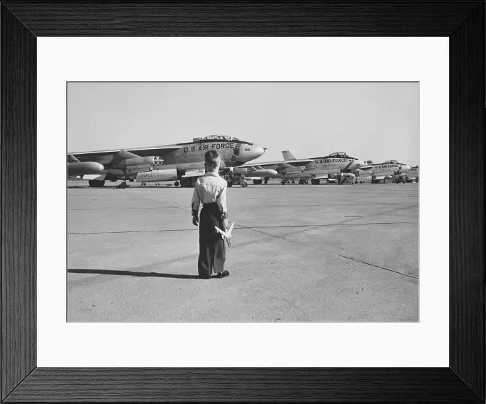 Framed Print : Boy Observing Bombers at Naval Base