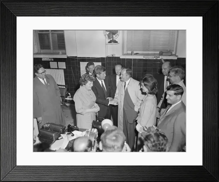 Framed Print : Kennedy and Humphrey Shaking Hands Framed Print : Kennedy and Humphrey Shaking Hands