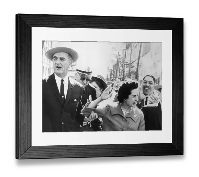 Framed Print : Vice Presidential Candidate Lyndon Johnson and Wife Resisting Hecklers Framed Print : Vice Presidential Candidate Lyndon Johnson and Wife Resisting Hecklers