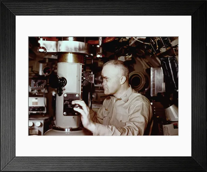 Framed Print : Nuclear Submarine Captain at Periscope Framed Print : Nuclear Submarine Captain at Periscope