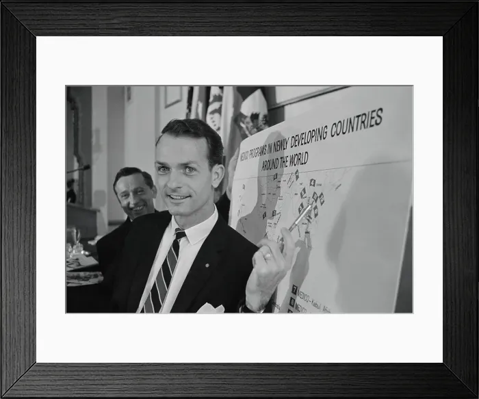 Framed Print : Thomas Dooley Pointing at Map Framed Print : Thomas Dooley Pointing at Map