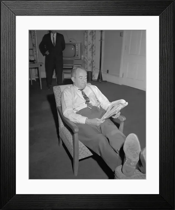 Framed Print : Hubert H Humphrey Reading with Feet Up Framed Print : Hubert H Humphrey Reading with Feet Up