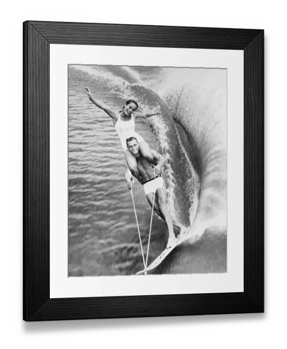 Framed Print : Water Skiing Pair in Florida Framed Print : Water Skiing Pair in Florida