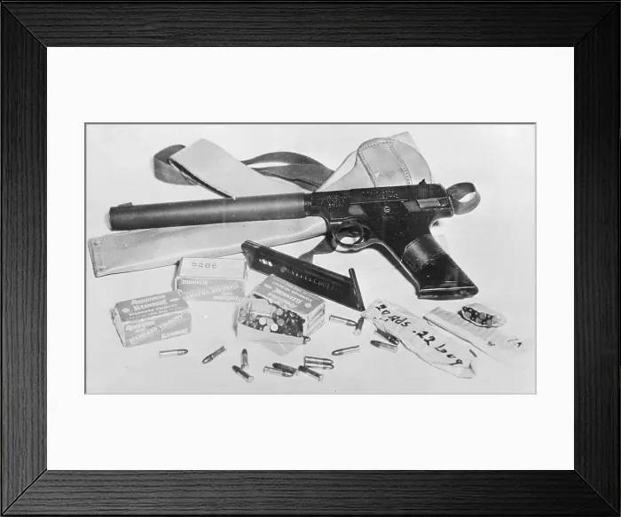 Framed Print : Display of Weapon of an American Pilot on Spy Mission Framed Print : Display of Weapon of an American Pilot on Spy Mission
