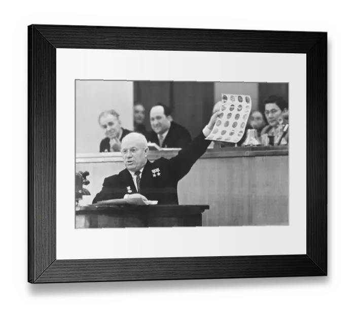 Framed Print : Nikita Khrushchev Before the Soviet Parliament