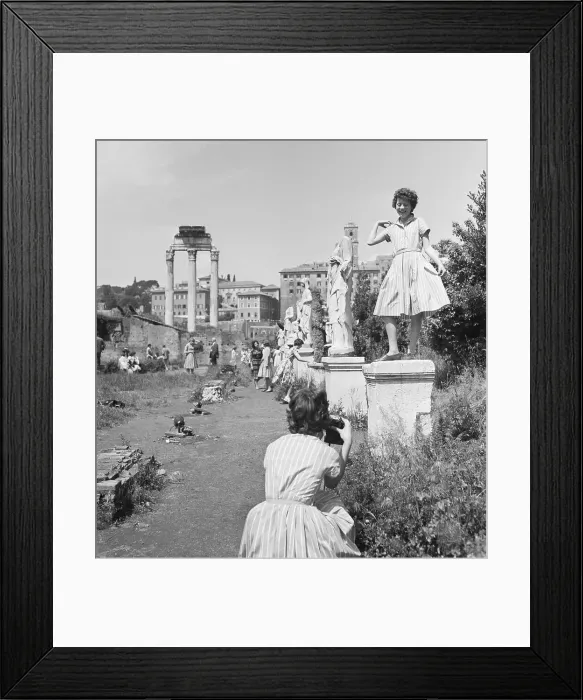 Framed Print : Tourist At Roman Forum Statues Framed Print : Tourist At Roman Forum Statues