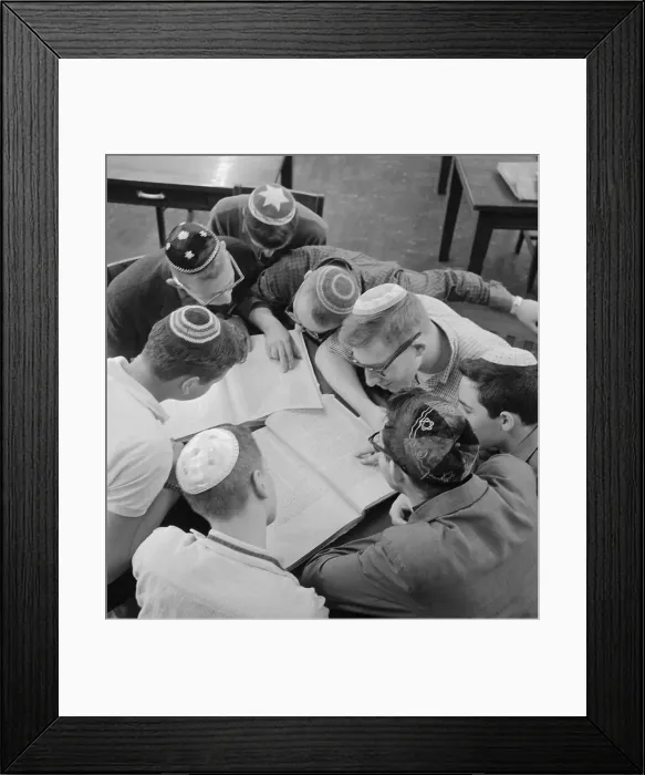 Framed Print : Students Grouped Together Wearing Skullcaps Framed Print : Students Grouped Together Wearing Skullcaps