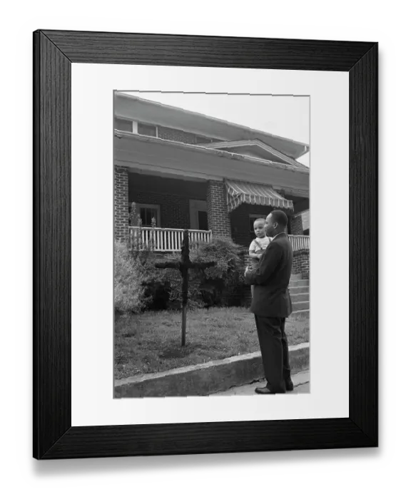 Framed Print : Martin Luther King With Burned Cross Framed Print : Martin Luther King With Burned Cross