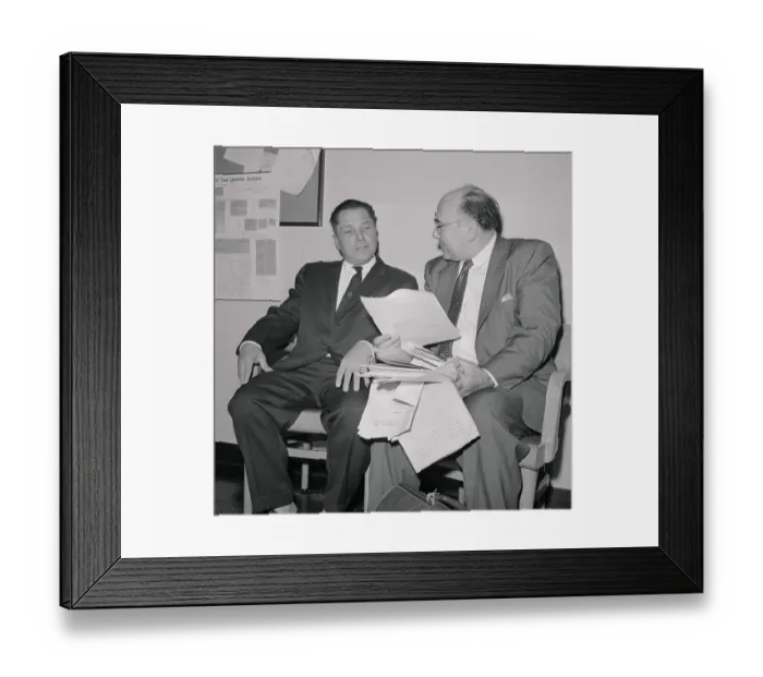 Framed Print : Jimmy Hoffa Conferring with Attorney Jacob Kossman Framed Print : Jimmy Hoffa Conferring with Attorney Jacob Kossman