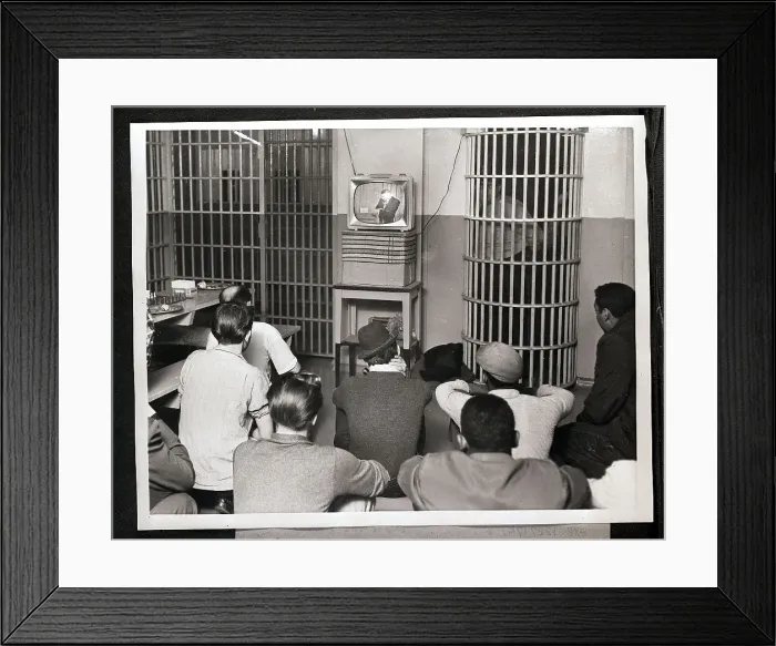 Framed Print : Inmates Watching Television Framed Print : Inmates Watching Television