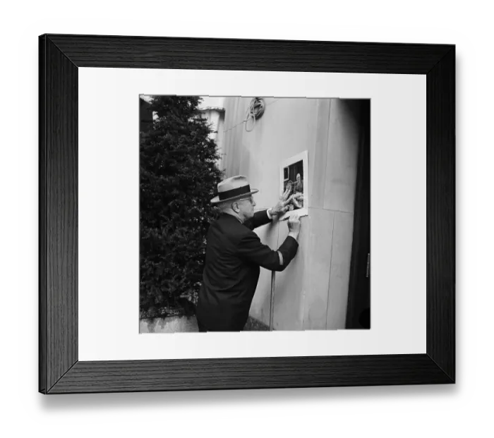 Framed Print : Harry Truman Leaning On Wall, Signing Pic Framed Print : Harry Truman Leaning On Wall, Signing Pic