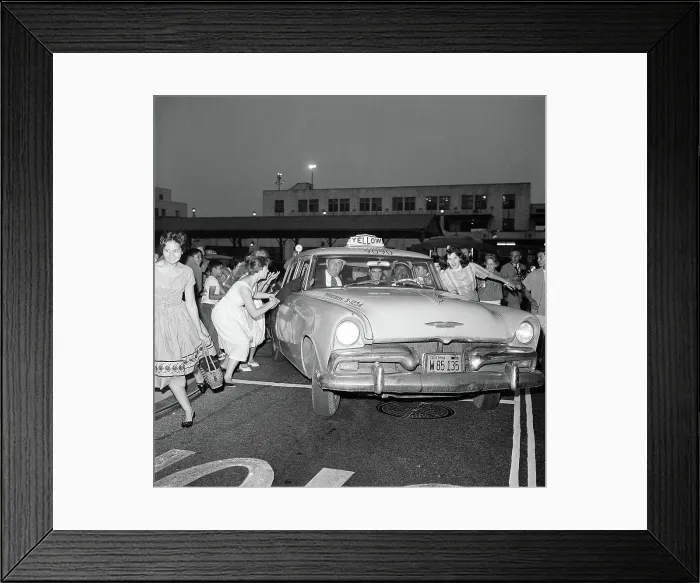 Framed Print : Women Chasing Elvis Presley's Taxi Framed Print : Women Chasing Elvis Presley's Taxi