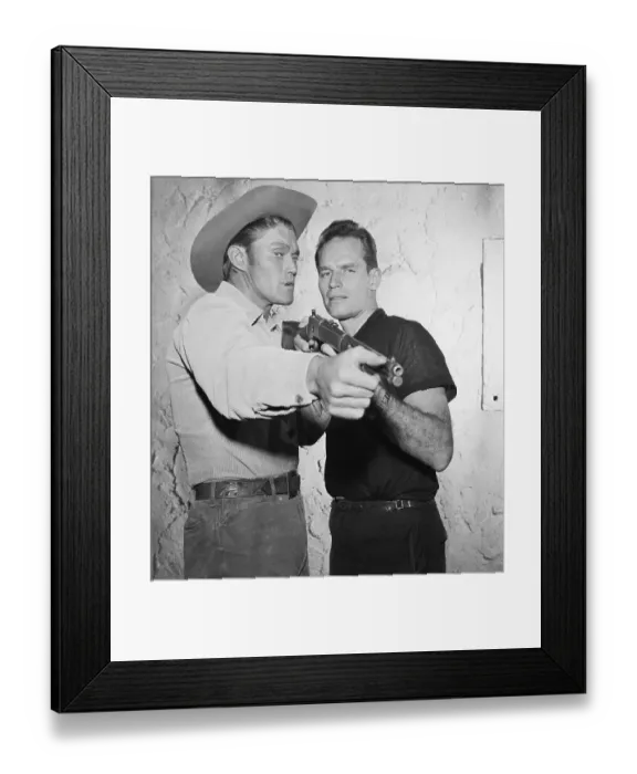 Framed Print : Charlton Heston and Chuck Connors Aim Rifle Framed Print : Charlton Heston and Chuck Connors Aim Rifle