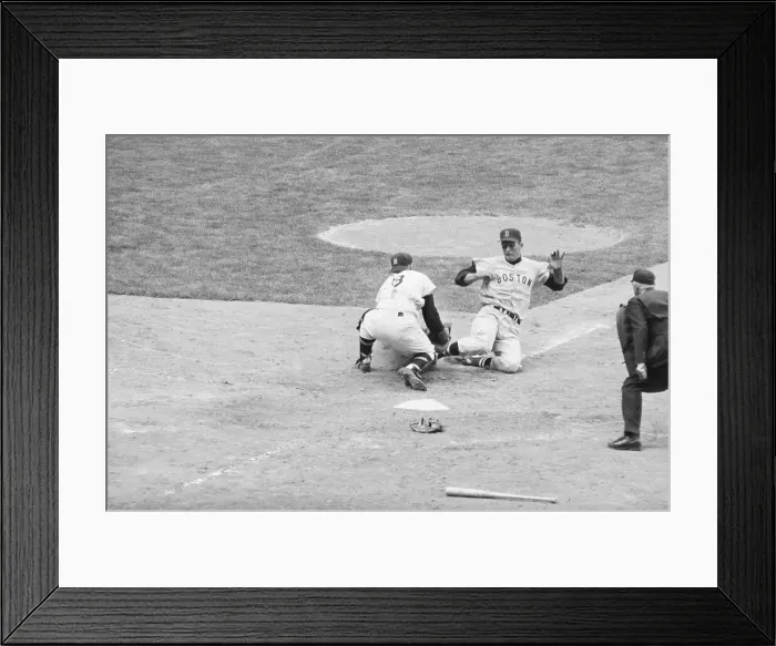 Framed Print : Yogi Berra Defending Home Plate at Yankee Stadium