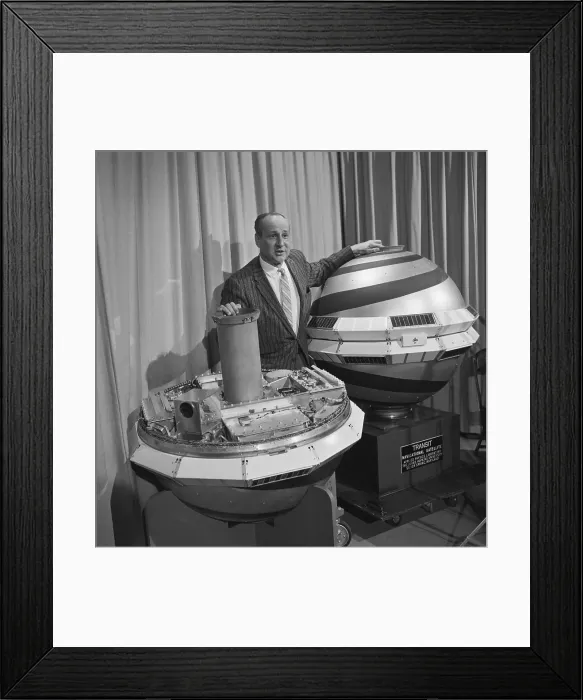 Framed Print : Physics Specialist R. B. Kershner with Space Model Framed Print : Physics Specialist R. B. Kershner with Space Model