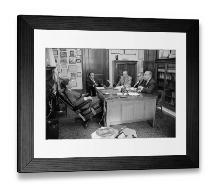 Framed Print : John F. Kennedy Meeting with the Press Framed Print : John F. Kennedy Meeting with the Press