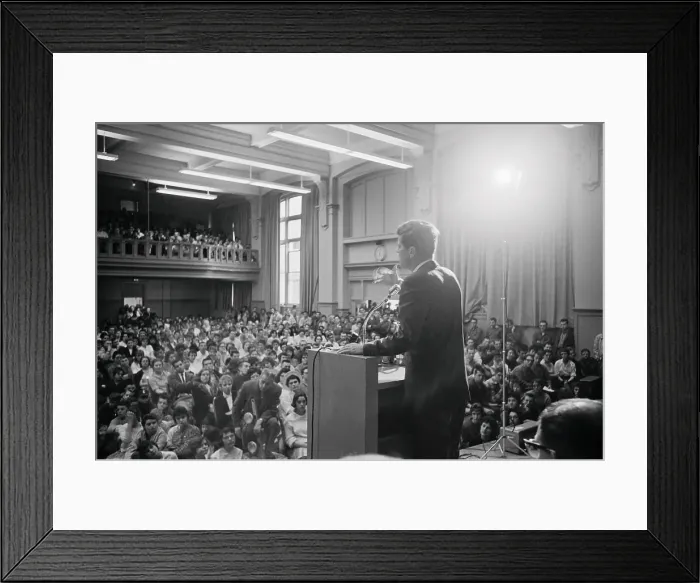 Framed Print : John F. Kennedy Speaking at a Student Rally Framed Print : John F. Kennedy Speaking at a Student Rally