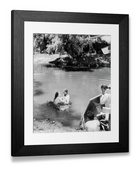 Framed Print : Audrey Hepburn and Burt Lancaster in River Framed Print : Audrey Hepburn and Burt Lancaster in River