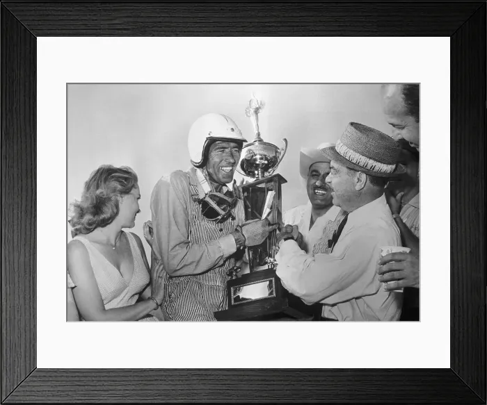 Framed Print : Carroll Shelby Accepting Race Car Trophy Framed Print : Carroll Shelby Accepting Race Car Trophy