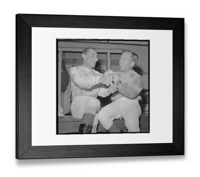 Framed Print : Eddie Arcaro Sitting Next to Conn McCreary Framed Print : Eddie Arcaro Sitting Next to Conn McCreary
