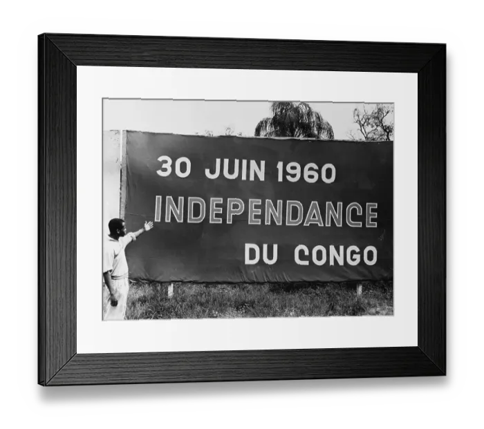 Framed Print : Man Points / Sign For Congo Independence Framed Print : Man Points / Sign For Congo Independence