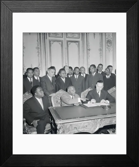 Framed Print : Michel Debre signing Madascar Independence Framed Print : Michel Debre signing Madascar Independence