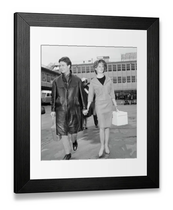 Framed Print : Brigitte Bardot Walking with Husband Jacques Charrier Framed Print : Brigitte Bardot Walking with Husband Jacques Charrier