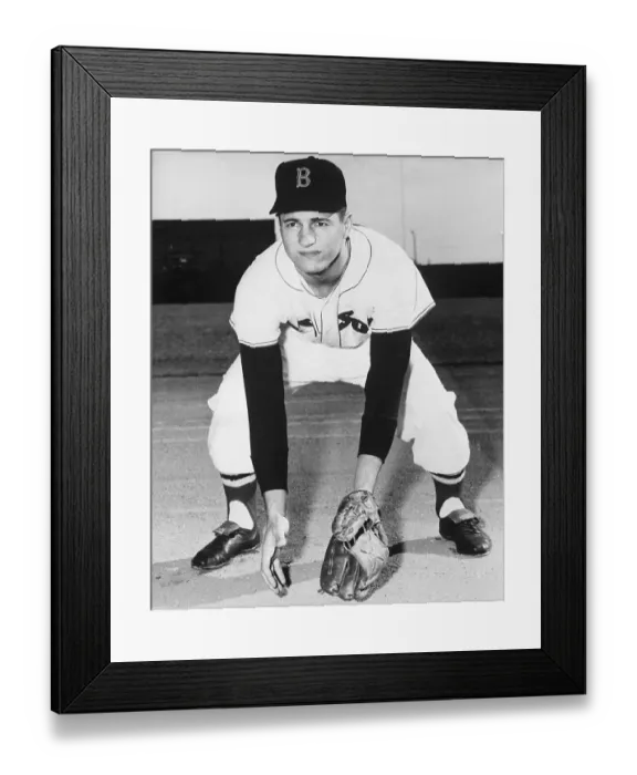 Framed Print : Carl Yaztrzemski Kneels with Baseball Glove Framed Print : Carl Yaztrzemski Kneels with Baseball Glove