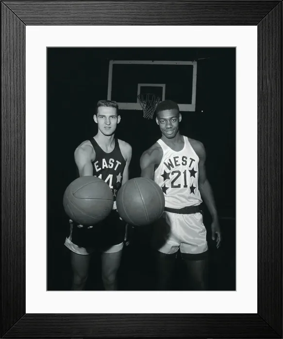 Framed Print : Jerry West and Oscar Robertson Holding Basketball Framed Print : Jerry West and Oscar Robertson Holding Basketball