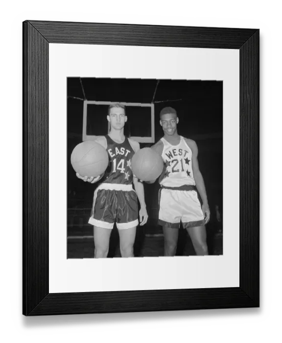 Framed Print : Basketball Players Pose with Balls Framed Print : Basketball Players Pose with Balls